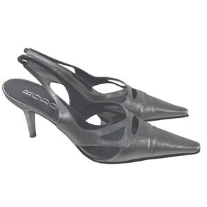 RODO Silver Metallic Slingback Pointed Toe‎ Heels Size 36.5